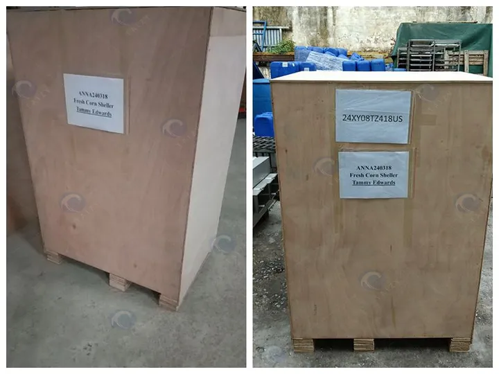 Máquina de trillar maíz fresco exportada a Estados Unidos