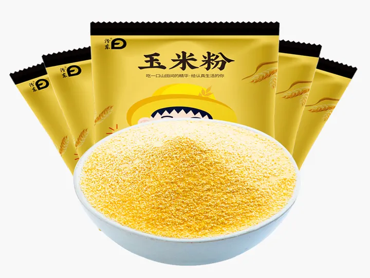 آلة تعبئة دقيق الذرة 3 دقيق الذرة المعبأ في أكياس صغيرة